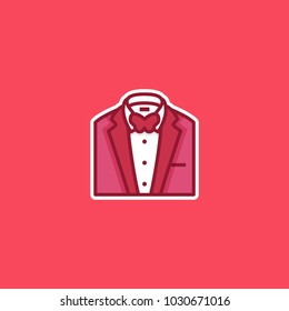 Red tuxedo logo icon vector isolated, suitable for your formal content