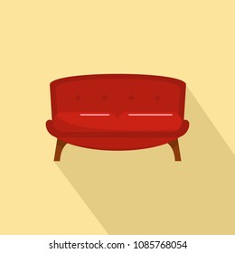Red tuxedo sofa icon. Flat illustration of red tuxedo sofa vector icon for web design