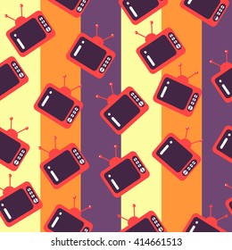 Red tv seamless pattern on color background