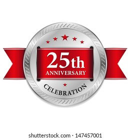 Red twenty-five year anniversary seal