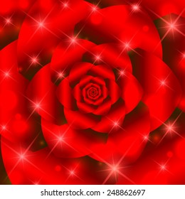 Red twisted and ribbed abstract flower background