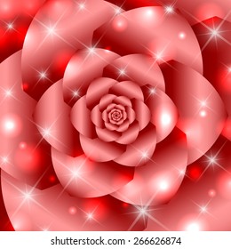 Red twisted and ribbed abstract flower background