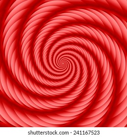 Red twisted and ribbed spiral object with background