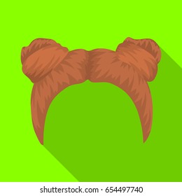 Red with two bobbins.Back hairstyle single icon in flat style vector symbol stock illustration web.