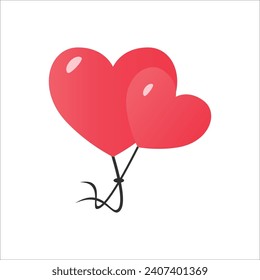 red two heart shaped balloons vector