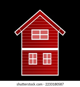red two-storey house with windows