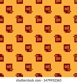 Red TXT file document. Download txt button icon isolated seamless pattern on brown background. Text file extension symbol.  Vector Illustration