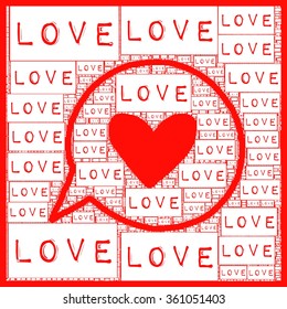 red type font love text with love heart illustration together vector print pattern. for fashion and graphic design. t shirt print and special gift print offer. valentines day 