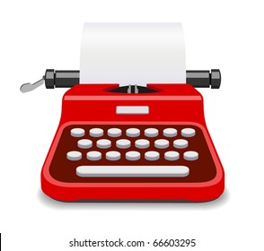 Red typewriter isolated vector