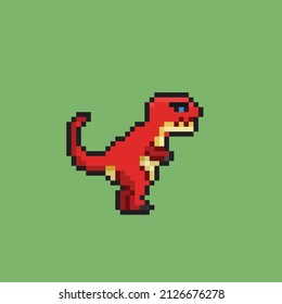 red tyrannosaur rex in pixel style