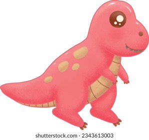 Red Tyrannosaurus in Kawaii Style