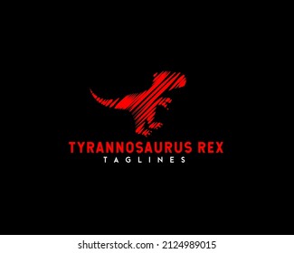 red tyrannosaurus rex logo. dinosaur halftone design. dinosaur logo. dinosaur silhouette