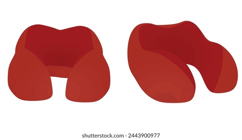 Red u shape pillow. vector illustration
