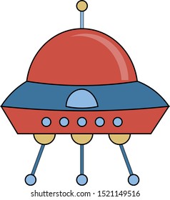 Red UFO, illustration, vector on white background.