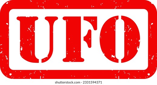Red UFO Unidentified Flying Object Stamp Grunge Scratches Texture Label Logo Icon Sign Sigil Symbol Emblem Badge Vector EPS PNG Transparent No Background Clip Art Vector EPS PNG 