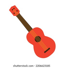 Red ukulele. Musical instrument. Brazil carnival. Vector illustration