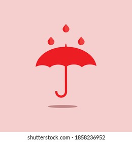 Red Umberella Icon Flat Design Vector Illustration.