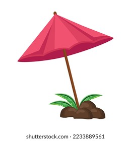 red umbrella beach isolated icon