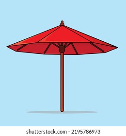red umbrella, red beach umbrella, red sunshade vector logo icon design illustration wallpaper background
