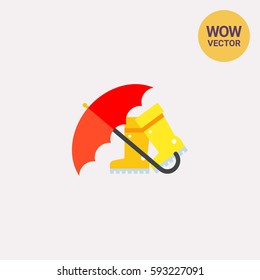 Red umbrella and boots icon