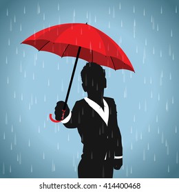 red umbrella business man