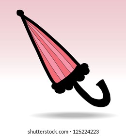 Red umbrella cartoon, doodle vector illustration