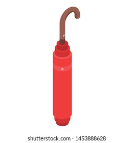 Red umbrella icon. Isometric of red umbrella vector icon for web design isolated on white background