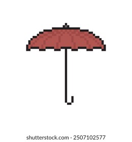 red umbrella icon pixel art