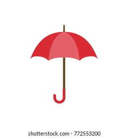 Red umbrella icon. Yellow umbrella isolated on white background. Umbrella in cartoon style