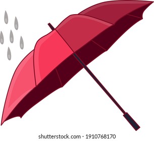 Red umbrella, illustration, vector on a white background.