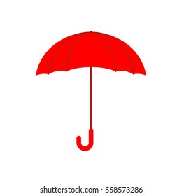 Red umbrella isolated. Accessory of rain on white background.