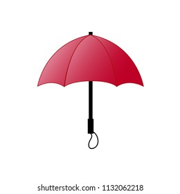 Red umbrella isolated on white background. Vector Illustration.