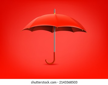 roter Regenschirm auf rotem Hintergrund. 3D-Vektorgrafik