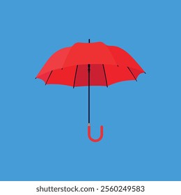 red umbrella on blue background