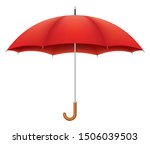 Red umbrella on white background. Vector