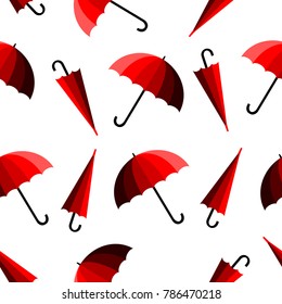Red umbrella on white background. Seamless pattern vector.