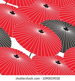 Red umbrella pattern background vector. 