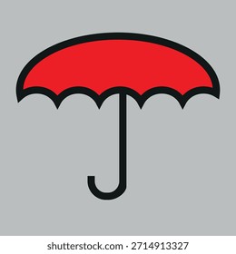Red Umbrella Protection Icon Vector