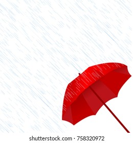 Red umbrella in the rain