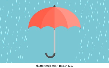 Paraguas rojos con gotas de lluvia
