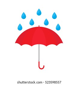 Red umbrella with raindrop vector