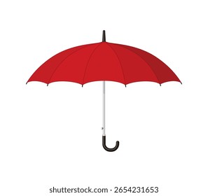 Ein roter Schirm, Seitenansicht, Vektorgrafik einzeln auf weißem Hintergrund, eps