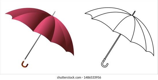 red umbrella and stroke vector set