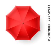 Red umbrella, top view. Vector.