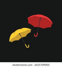 Red umbrella vector. Umbrella clipart. Outdoor accessory for rainy or sunny weather. Autumn element. Flat vector in cartoon style isolated on white background.
