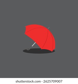 Red umbrella vector. Umbrella clipart. Outdoor accessory for rainy or sunny weather. Autumn element. Flat vector in cartoon style isolated on white background.