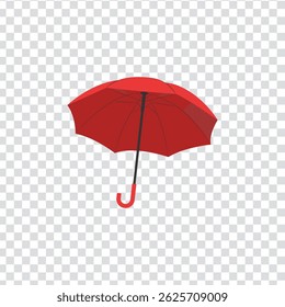 Red umbrella vector. Umbrella clipart. Outdoor accessory for rainy or sunny weather. Autumn element. Flat vector in cartoon style isolated on white background.