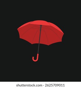 Red umbrella vector. Umbrella clipart. Outdoor accessory for rainy or sunny weather. Autumn element. Flat vector in cartoon style isolated on white background.