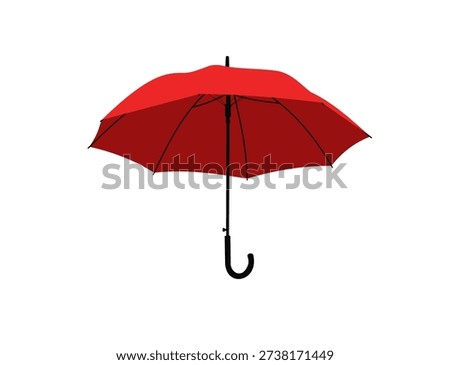 Red umbrella vector illustration isolated on white background, single object with clean shape and solid color.