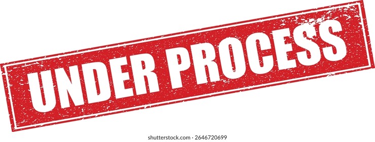 Red Under Process Rubber Stamp Word Text Written in Reverse Grunge Vector in Double Sharp Border, Vintage, Transparent Background